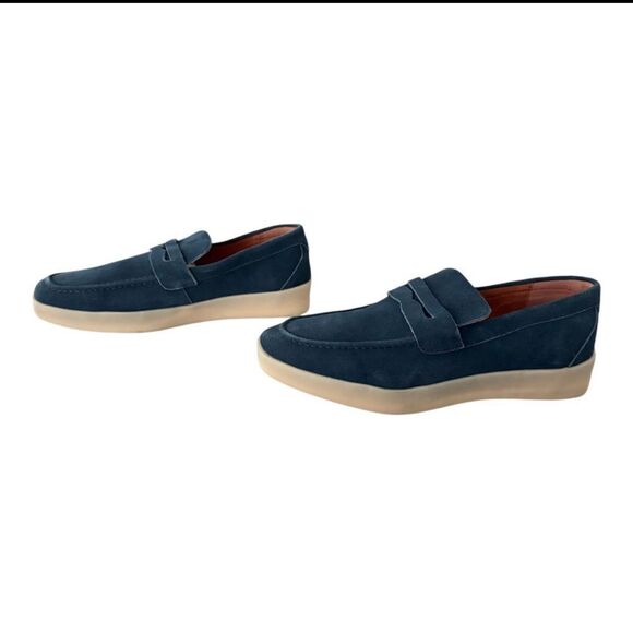 Men's Blue Loafers Vintage Foundry Company Edmond Loafer Leather Upper Navy 9.5 - Picture 4 of 12